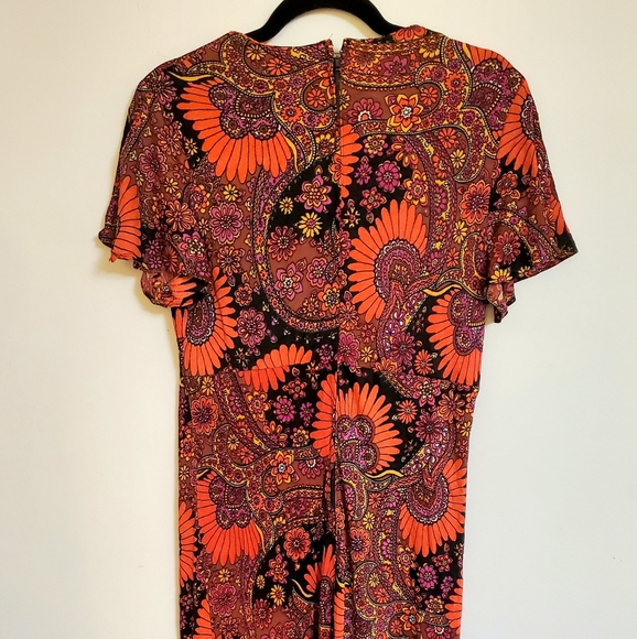 Vintage 60s Pussybow Psychedelic Maxi Dress - Picture 7 of 10